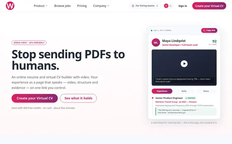 Screenshot of the Wipperoz homepage