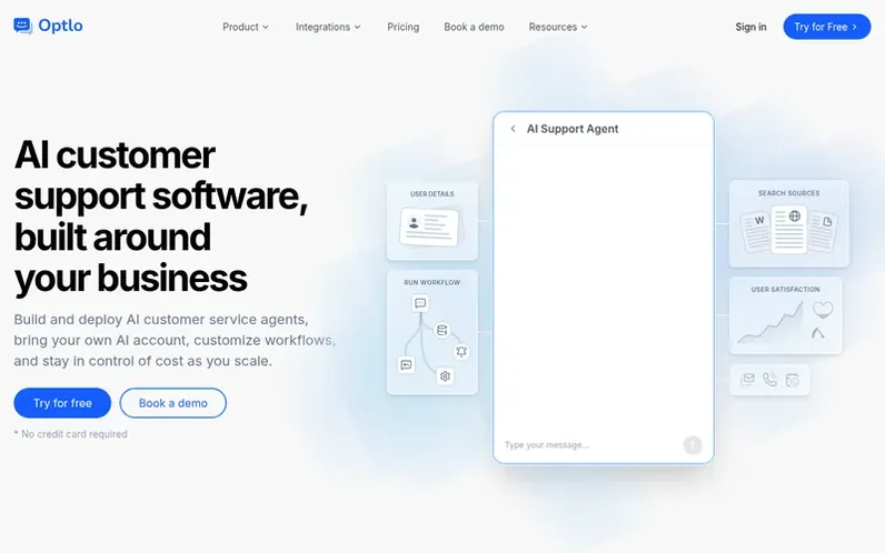 Screenshot of the Optlo homepage