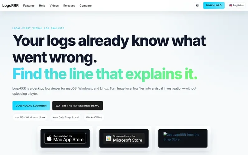 Screenshot of the LogoRRR homepage