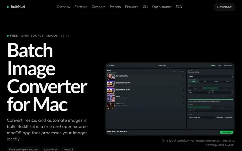 Screenshot of the BulkPixel homepage
