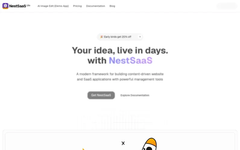Screenshot of the NestSaaS homepage