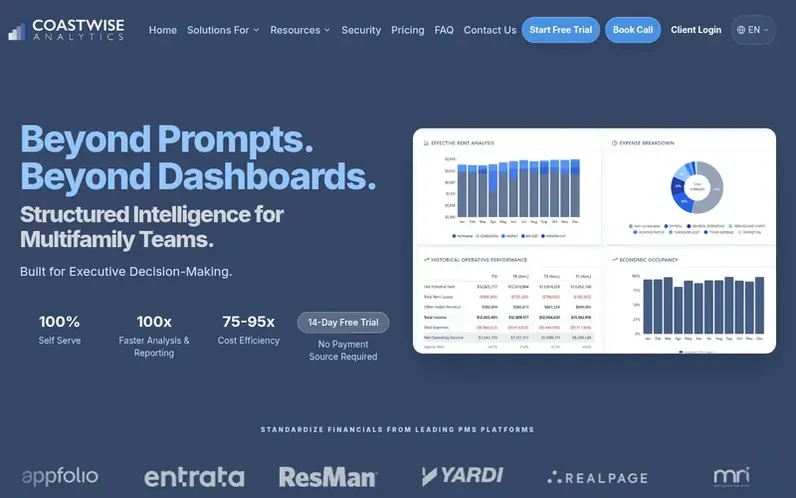 Screenshot of the Coastwise Analytics homepage