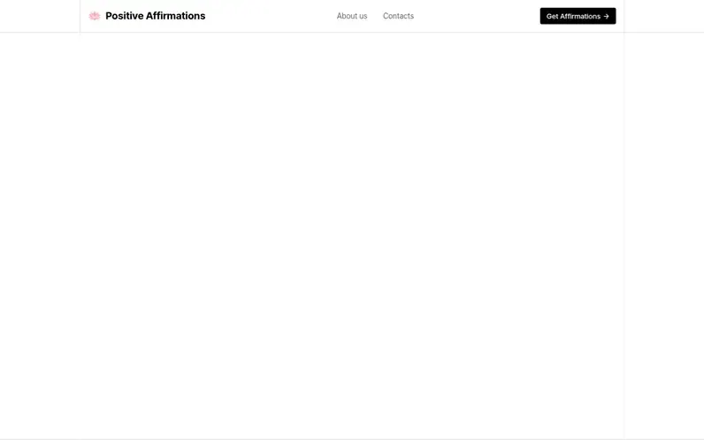 Screenshot of the Positive Affirmations homepage