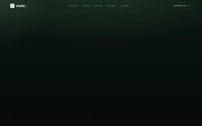 Screenshot of the Moto homepage