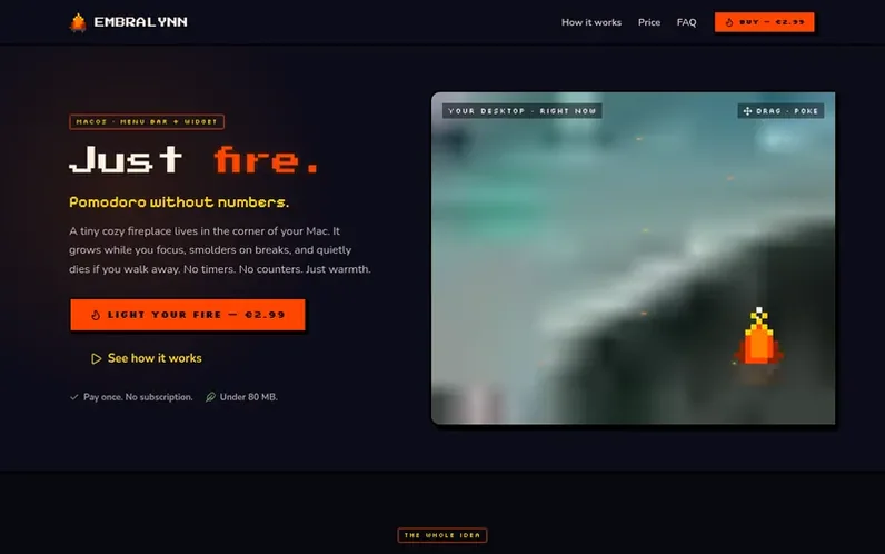 Screenshot of the Embralynn homepage