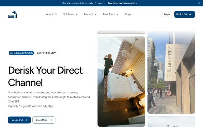 Screenshot of the Sail homepage