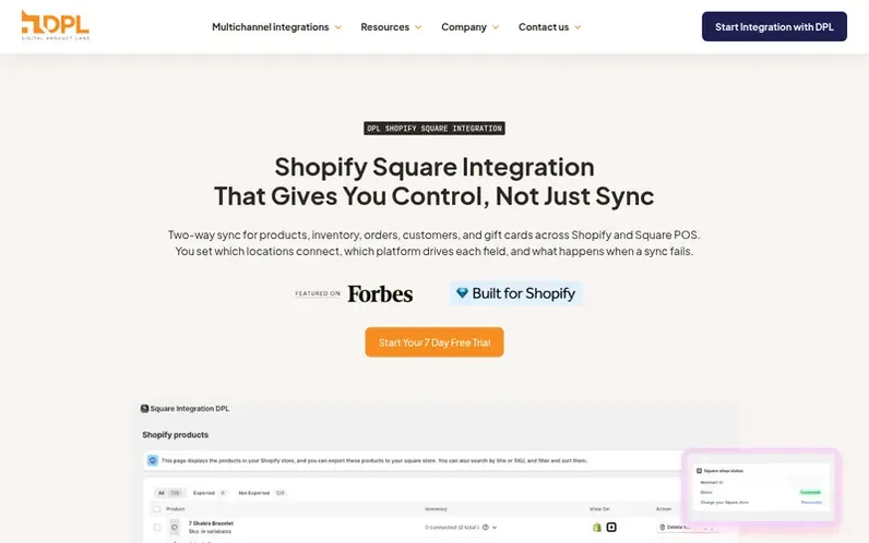 Screenshot of the DPL Shopify Square Integration homepage